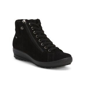 IMAC Black Made In Italy Suede Laced Up Booties